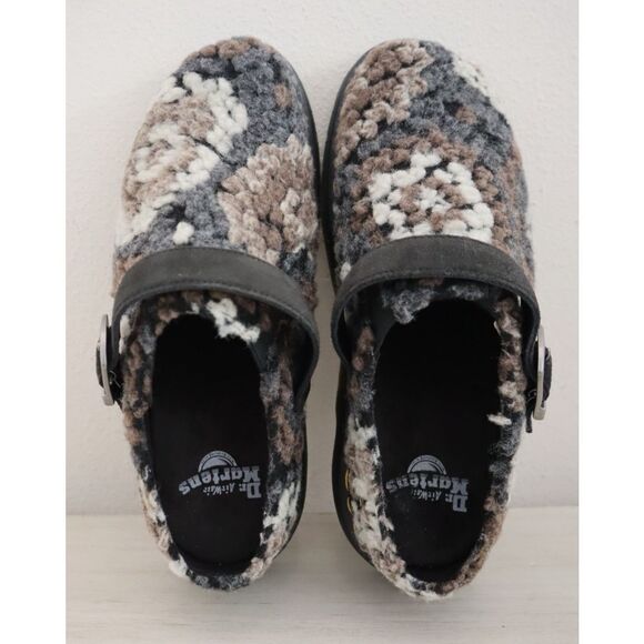 Dr. Martens Women's 10 Men's 9 Black Isham Crochet Wool + E.H Suede Mules - Picture 2 of 13